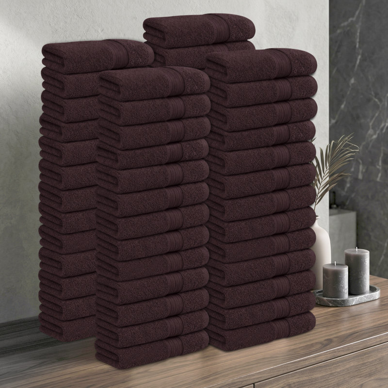 Serviette 100% coton 600 g / m² 18 x 28 po, Brun, Hand Towels- 52 Pack