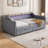 Twin Size Daybed with 2 Storage Drawers and 2-Tier Shelf & /USB/Type-C Port, Modern Linen Upholstered Sofa Day Bed Frame with Smart LED Light for Livingroom, Apartment
