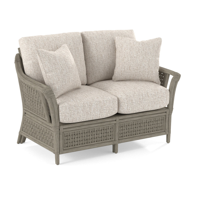 Boca Upholstered 55'' Loveseat, Beige/White Stripe; 0214-74, Stone Hearth