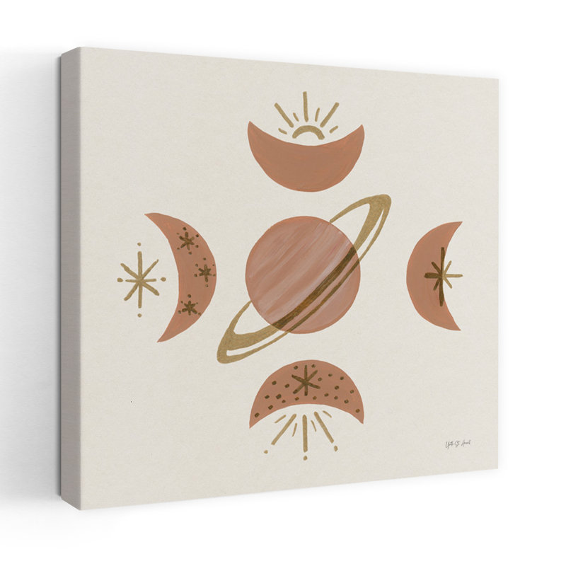 Serene Saturn And Moons Contemporary Art, 18" H x 18" W