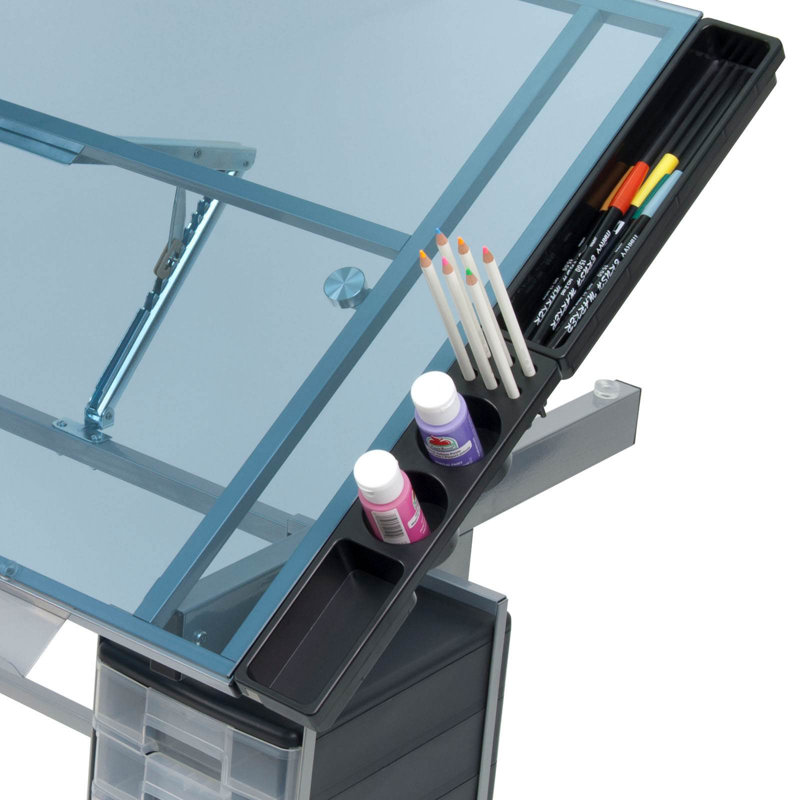 Glass Top Metal Base Drafting Table
