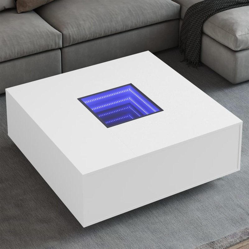 Creigh Coffee Table, White, White/Clear