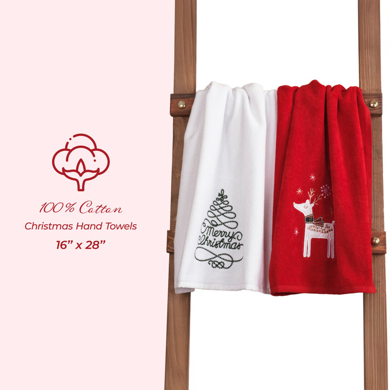 Ensemble de 2 serviettes en coton Jelitza, Blanc / Rouge