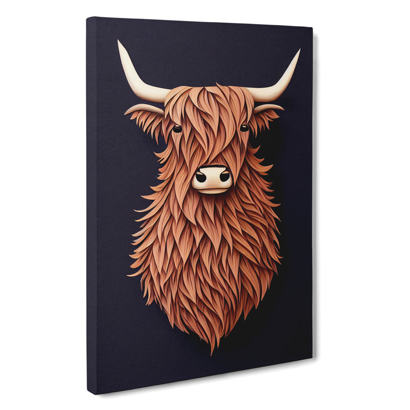 Bust Of A Highland Cow - Print, Wrapped Canvas, 50cm H x 35cm W x 3cm D, No Matte