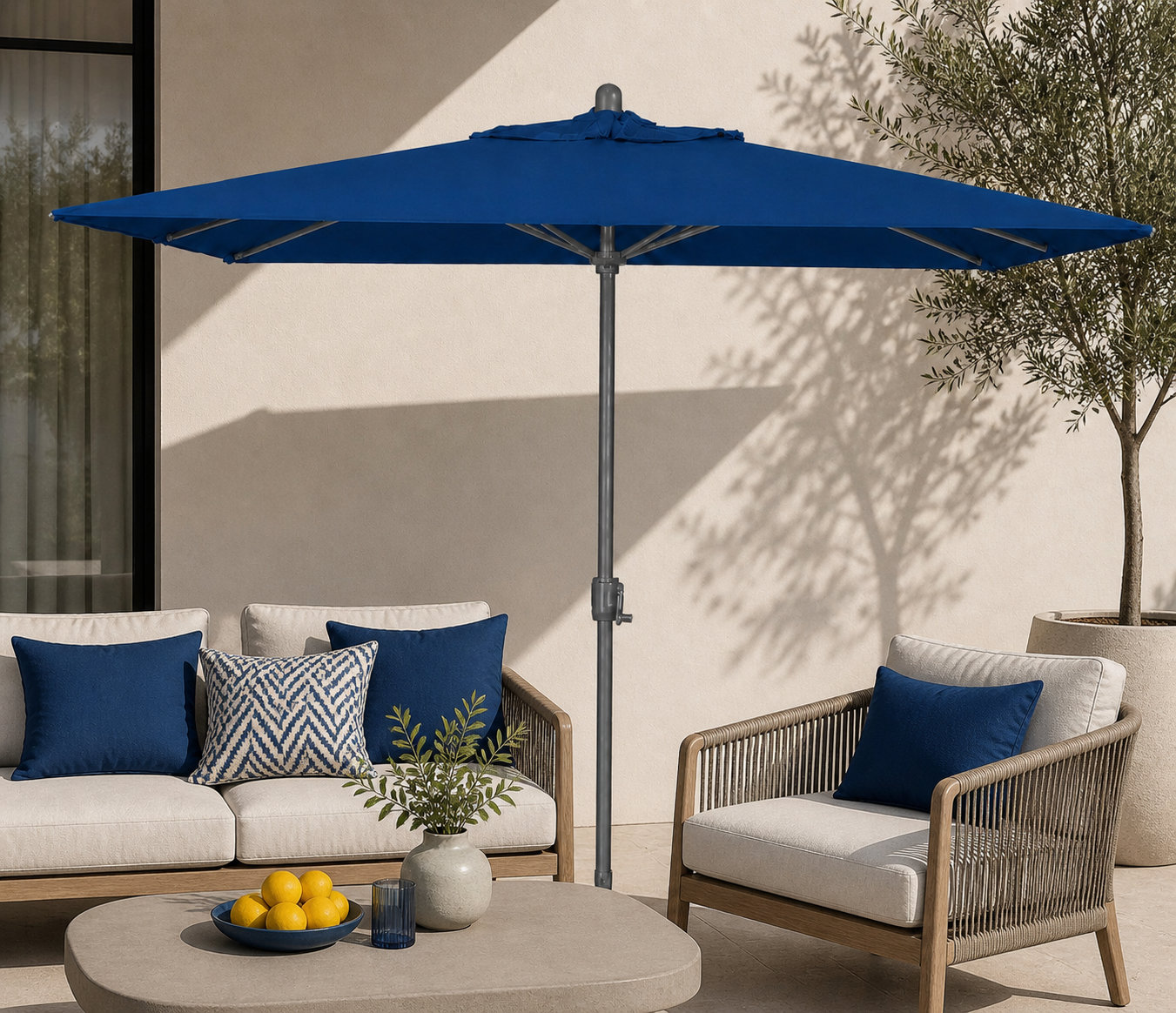 Olivier 9.7' Umbrella, Starring Gray, Canvas Pacific Blue Sunbrella® Canvas