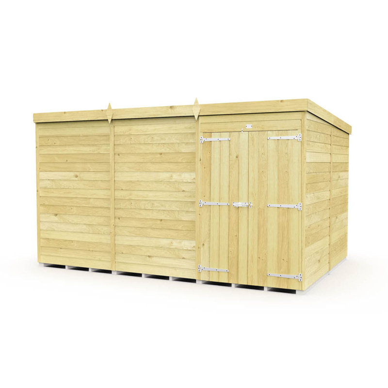 12ft x 8ft Pent Shed - Double Door without Windows