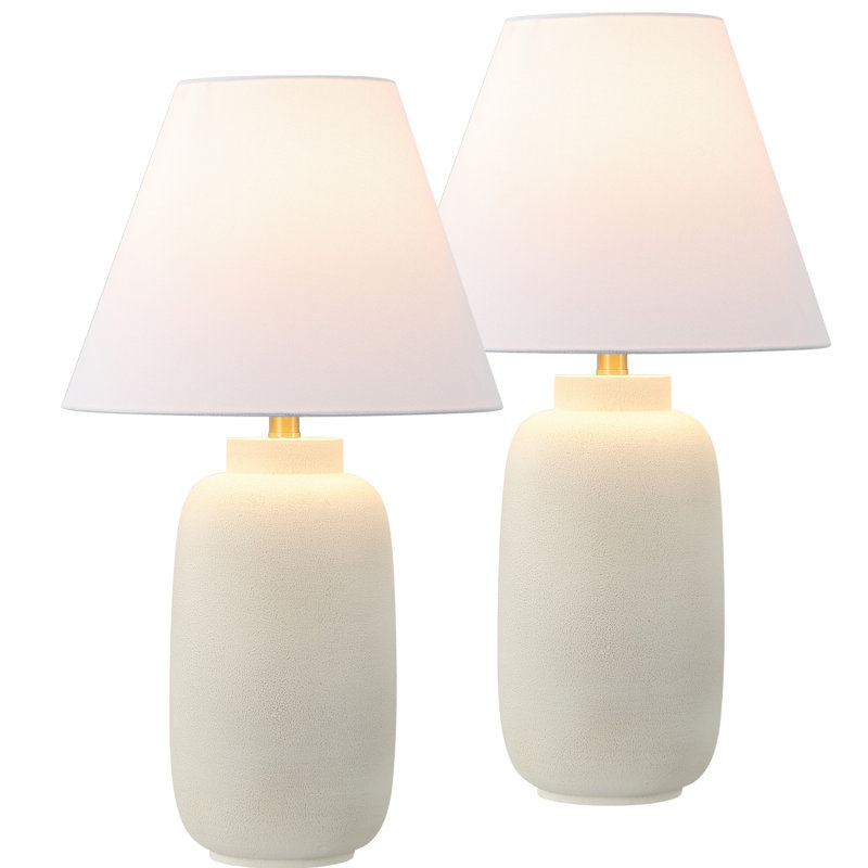 Lampe de table DEL en fer / gingembre minimaliste scandinave 24,5 po Elinore, Crème mat