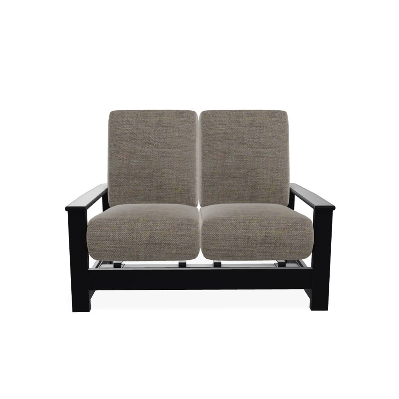 Leeward 56.5'' Wide Loveseat with Cushions, Cast Ash Sunbrella® Plainweave, Black