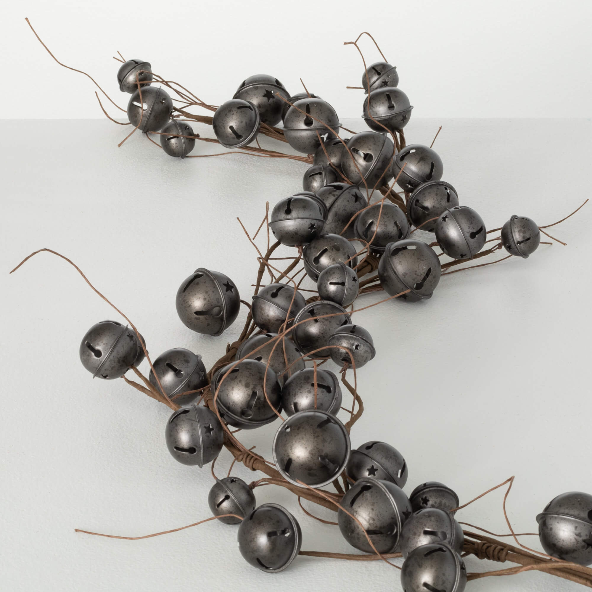 60" Artificial Gray Jingle Bell Twig Christmas Garland, Gray