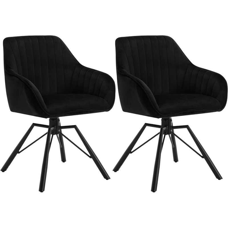 Machado 48.5cm H Velvet Upholstered Metal Upholstered Back Armchair, Black Velvet