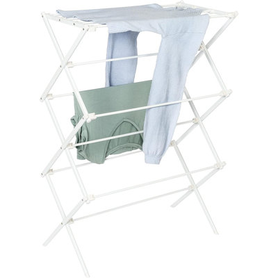 Clothes Drying Rack, White Finish, Portable Foldable Metal Laundry Rack, Space-Saving Garment Dryer For Small Spaces, Indoor & Outdoor Use, Modern Functional Style
