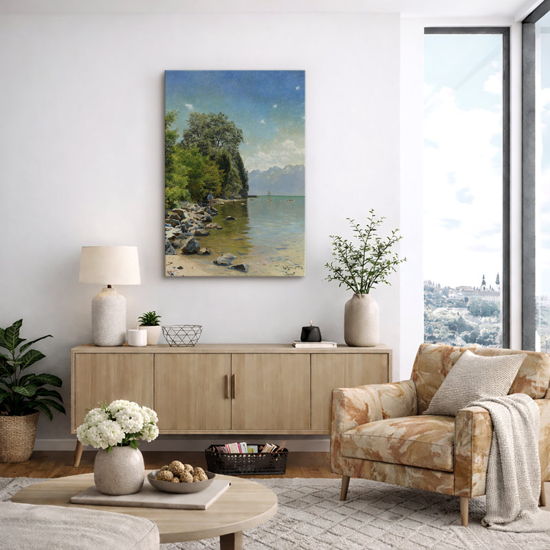 Serene Lakeside Mountain View, H 18 po x l 12 po x P 1,5 po, Toile tendue