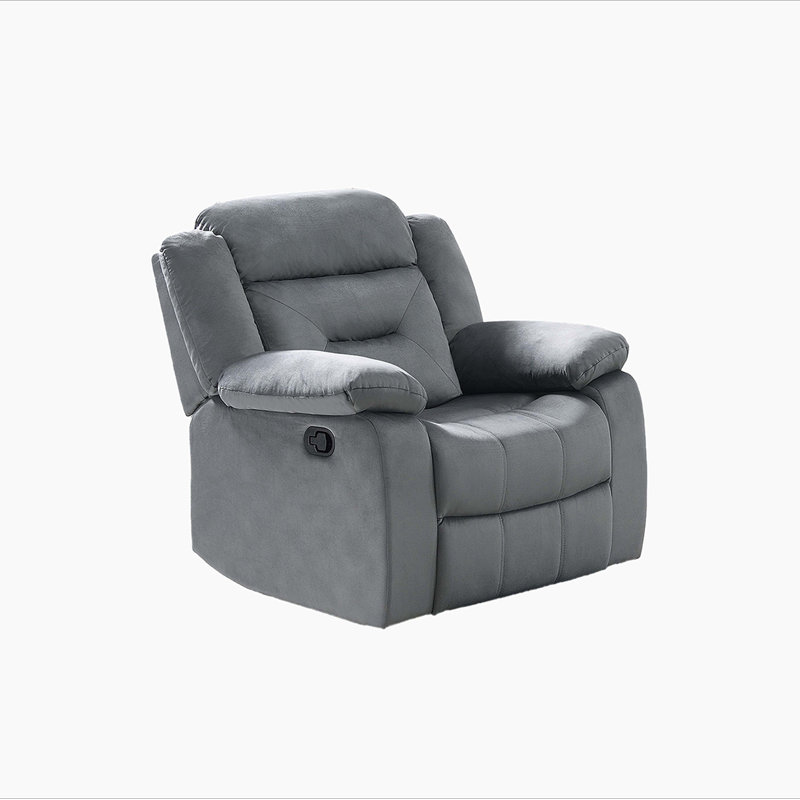 Everrett Upholstered Recliner, Dark Gray Velvet, Manual - Handle / Lever