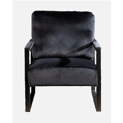 Chaise d'appoint de style moderne Mid-Century avec structure carrée en métal durable, fauteuil pour le salon, la chambre à coucher et le bureau à domicile en velours moelleux