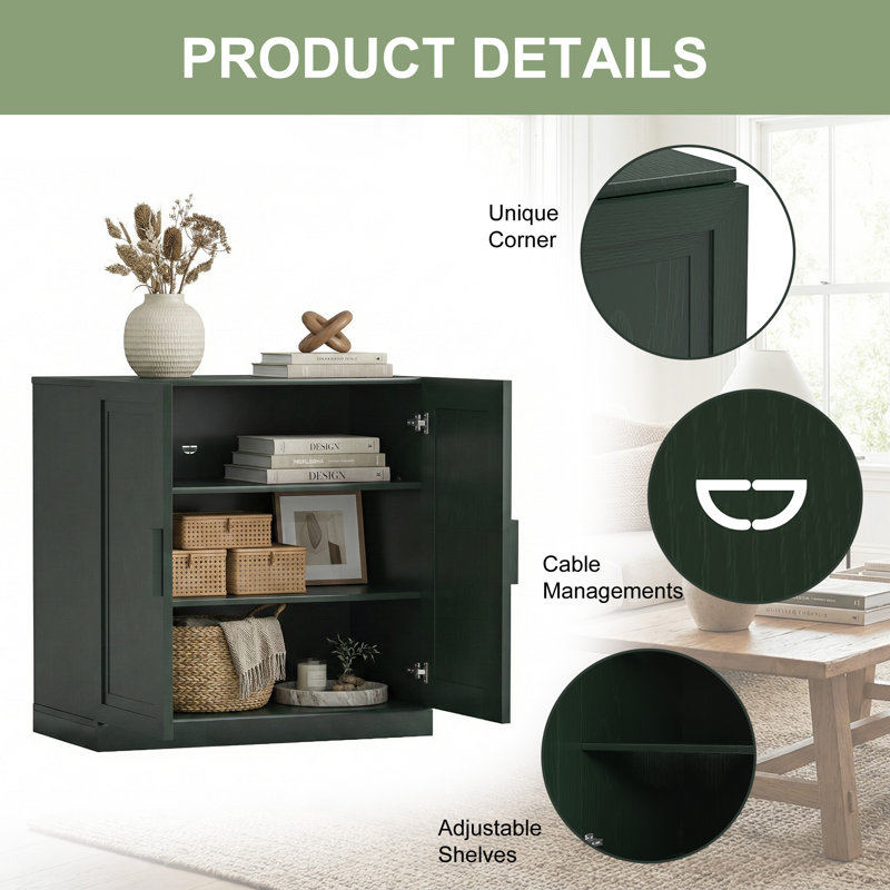 Gershwin Accent Storage Cabinet, 31" H x 31" W x 16" D, Dark Green