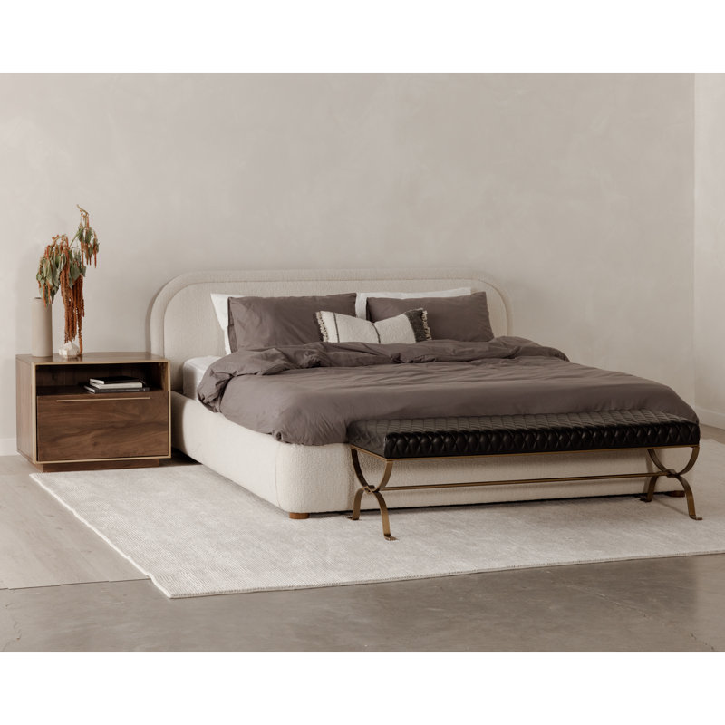 Josefina Walnut Solid Wood Nightstand with Gold Handle