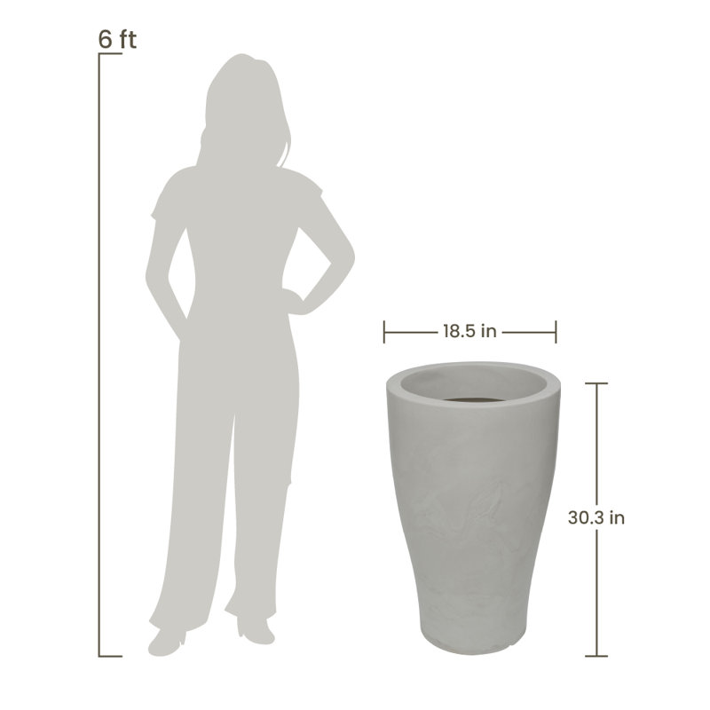 Ludean ECOBO EcoFriendly Round Pot Planter, Milano IndoorOutdoor use, Four season Use, 30.3" H x 18.5" W x 18.5" D