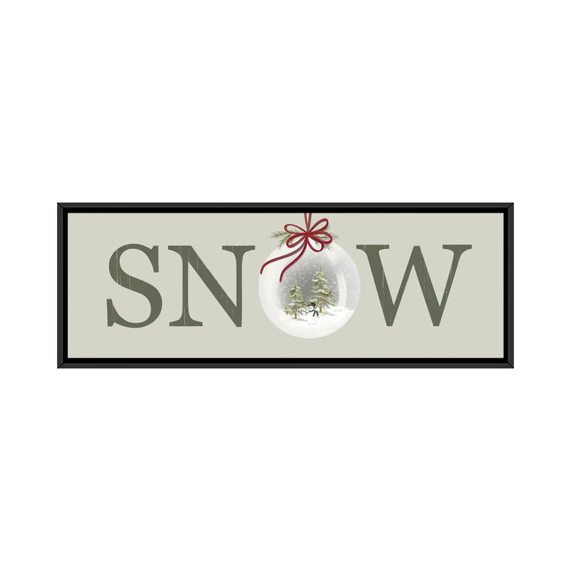 «Christmas SNOW Sign», reproduction d'art sur toile encadrée, H 12 po x l 36 po, Impression encadrée sans passe-partout, Noir
