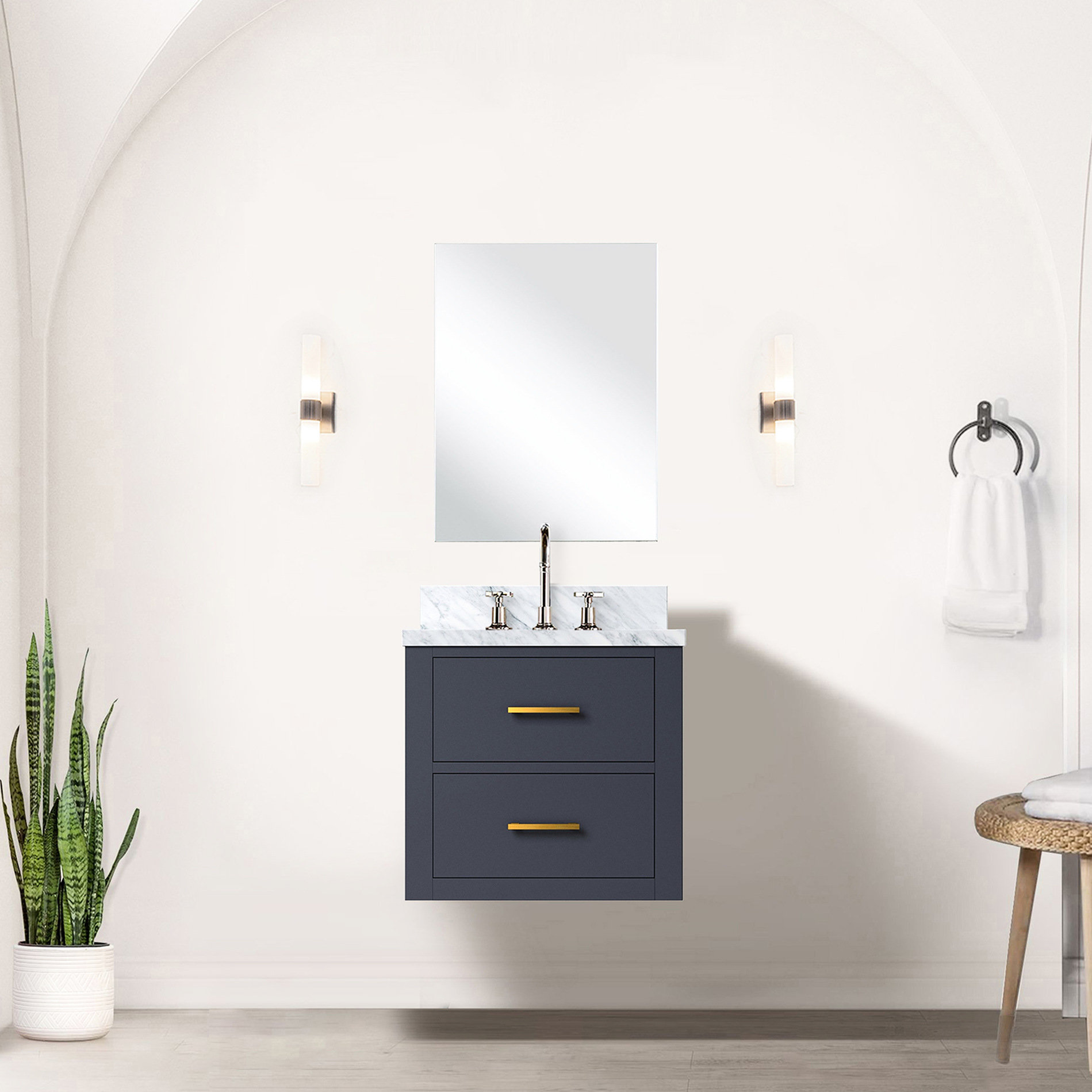 Ebern Designs 18 In. D Bath Vanity With Acrylic Countertop And Mirror
