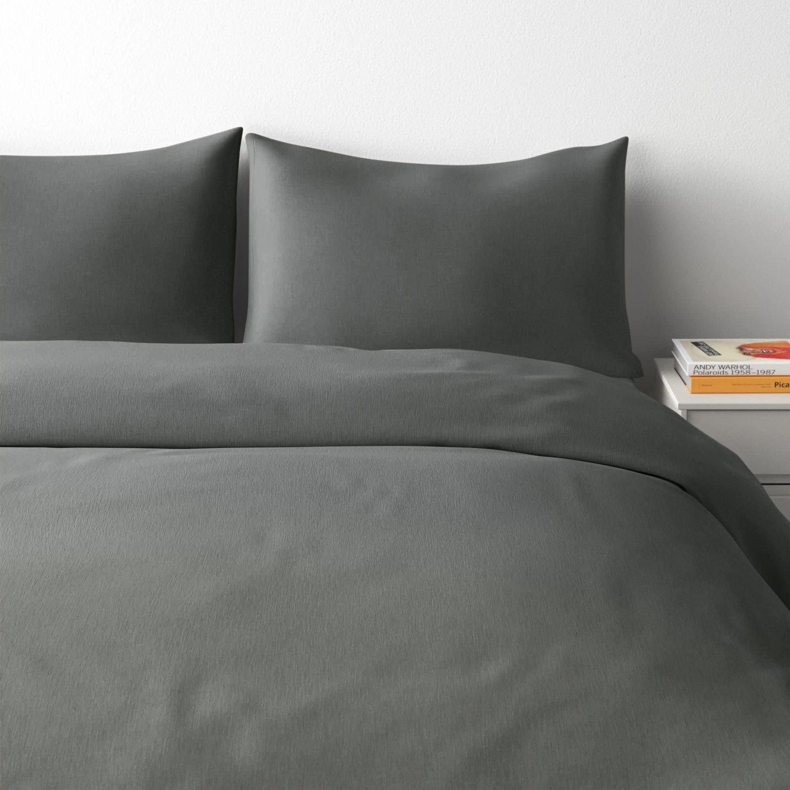 Pia Linen Duvet Cover Set, King Duvet Cover + 2 King Shams, Olive