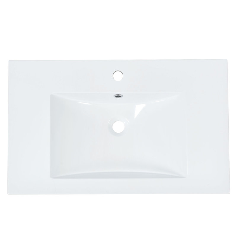 [Lavabo seulement] Lavabo de salle de bain rectangulaire monotrou 30 po x 18 po, lavabo de meuble-lavabo seulement, blanc (robinet et armoire non inclus)