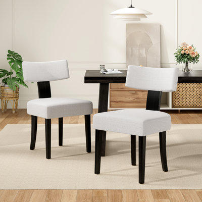 Mid Century Upholstered Dining Chairs With Solid Wood Legs