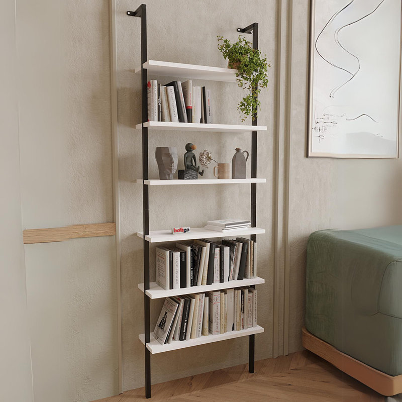 Adelea 183cm H x 60.2cm W Metal Bookcase, White