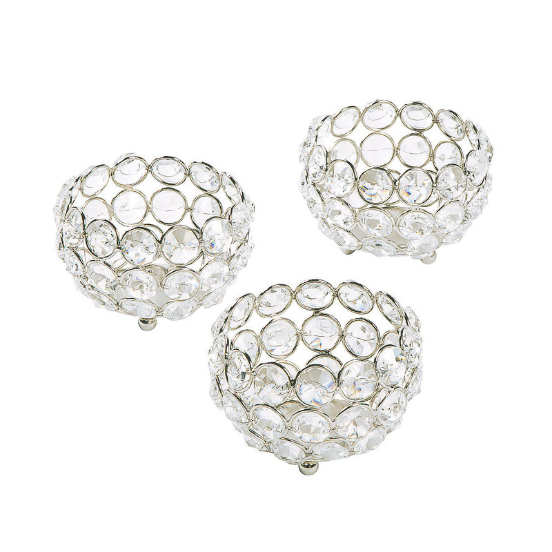 13.9'' H Crystal, Metal Tabletop Votive Holder