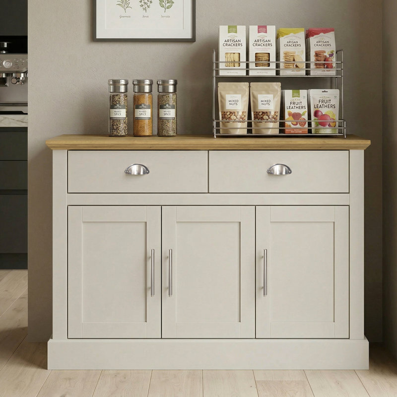 Sufy Octave Wide 3 Door 2 Drawer Sideboard, Light Grey