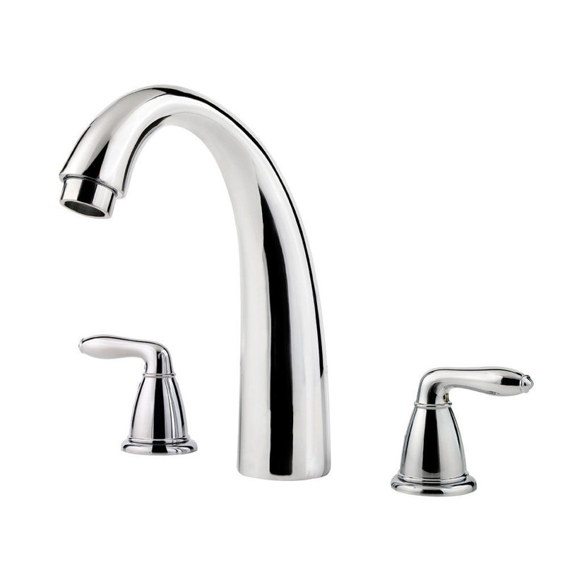 Garniture de robinet de baignoire romaine à fixation sur plateau à poignées doubles Serrano, Chrome poli