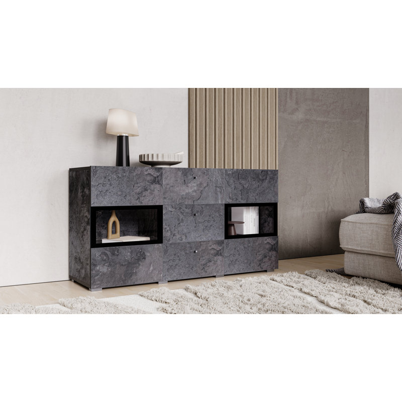 Lamotte 132 Cm Wide Sideboard, Dark Grey Marble