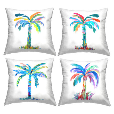 Vivid Palm Tree Branches Decorative Printed Throw Pillow Design by Kathy Mansfield (Set of 4)