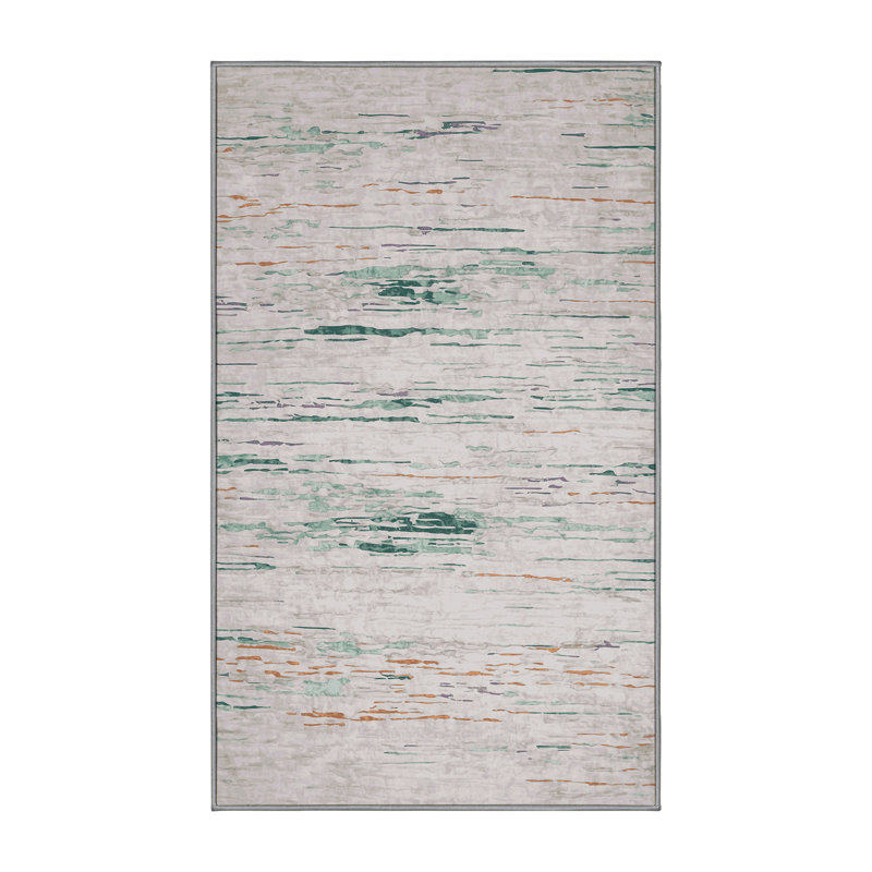 Tapis gris lavable à la machine, Rectangle 7 pi x 10 pi