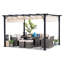 Pergola d'extérieur pour le patio de 9 pi x 12 pi Naples de Sunjoy en acier noir avec toile rétractable beige pour la cour-47916317