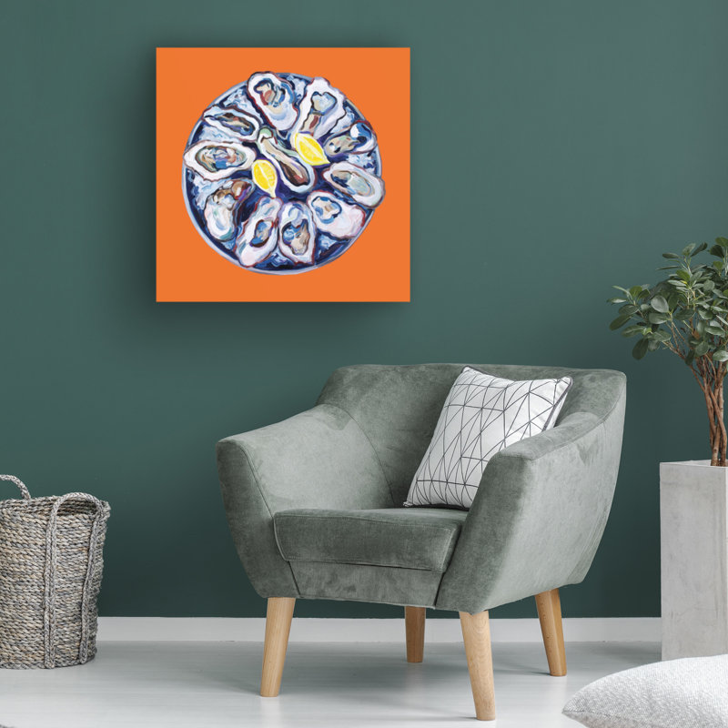 «Alice Straker Oysters On A Plate Orange», art sur toile