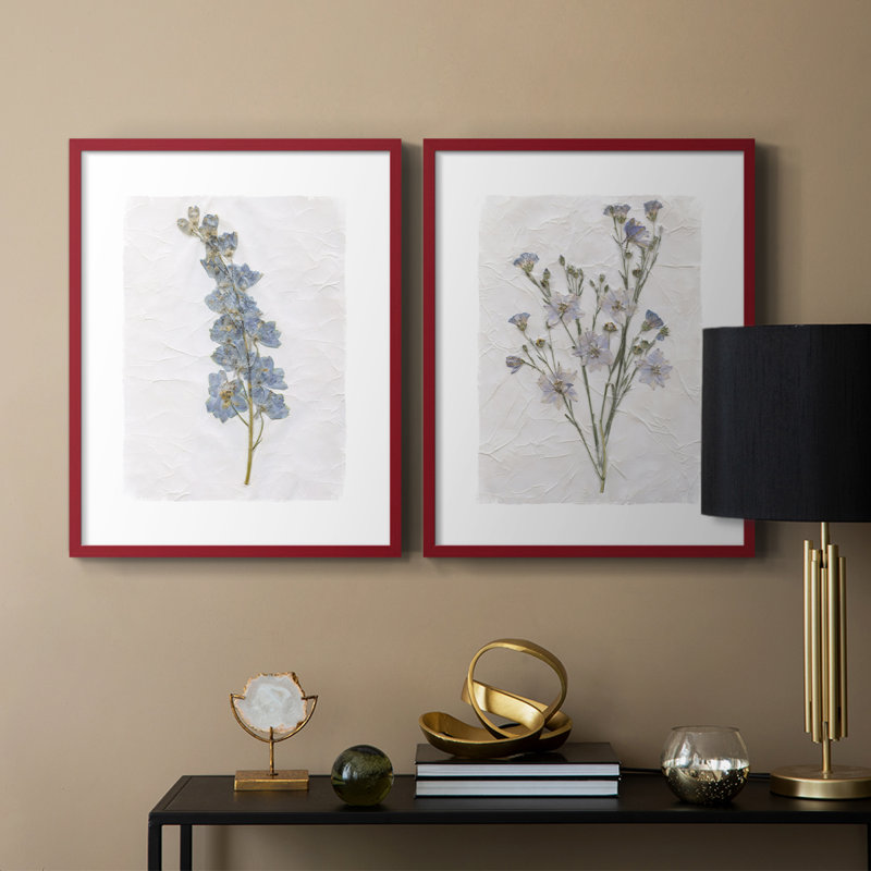 Découpage floral I-Premium, impression encadrée - prête à être accrochée - aucun clou requis - aucun clou requis, Rouge