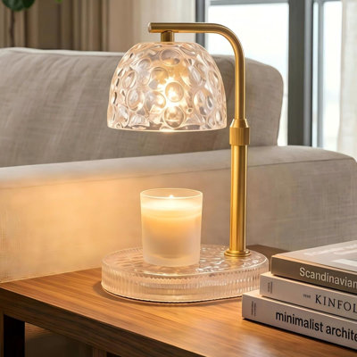 Candle Warmer Lamp with Timer and Dimmer, Adjustable Height, with 2 Bulbs for Home Bedroom Decor (Pearl White)