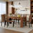 Table And Chair Set. 71 × 31.5 Inch Walnut Wood Grain Dining Table, Paired With A Set Of 8 Brown Technology Fabric Dining Chairs. 1 Table, 8 Chairs, Home Dining Table And Chair Combination.-824893244-824893243