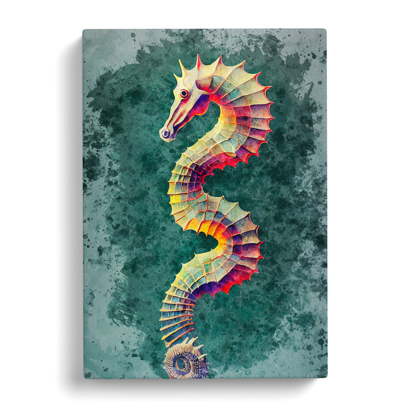 Watercolour Seahorse - Wrapped Canvas, 76cm H x 50cm W x 3cm D