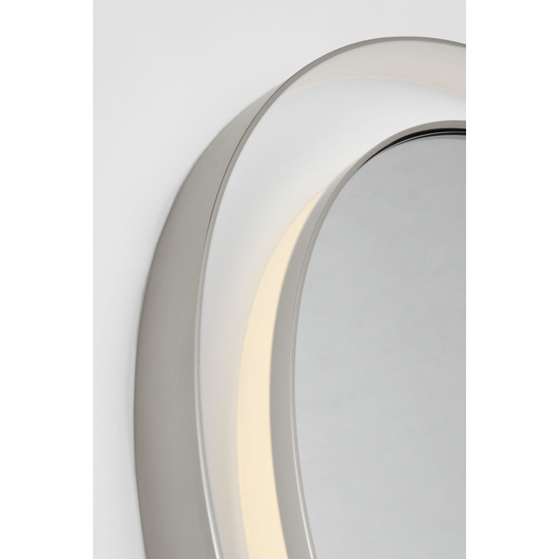 Chopin Round Illuminated Mirror, Polished Nickel, 24" H x 24" W x 1.5" D