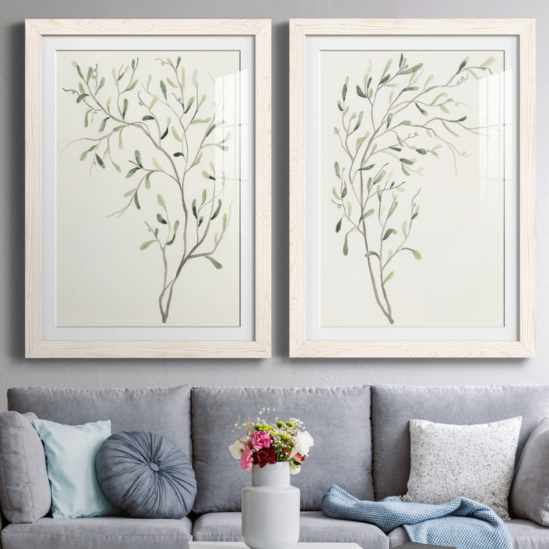 Spindle Sprig I - ensemble de 2 reproductions de cadres photo, Cadre blanc, H 24 po x l 36 po x P 1,5 po