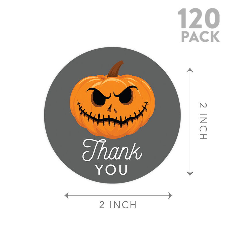 «Thank You», citrouille effrayante, joyeux Halloween, autocollants