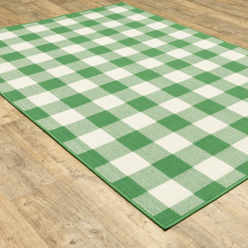 Tapis intérieur / extérieur Mac Mac, Rectangle 1 pi 10 po x 2 pi 10 po, Vert/Ivoire