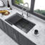 Évier de cuisine encastrable 32 po - 32 po x 19 po x 10 po - Évier de cuisine noir encastrable noir de calibre 16 - Évier de cuisine à cuve simple de profondeur 10 pouces