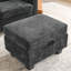 Canapé inclinable simple avec dossier réglable manuellement, port de charge USB sur le côté de l'accoudoir, support pour téléphone inclus, rangement caché pour l'accoudoir et repose-pieds de rangement assorti - noir-1064035517