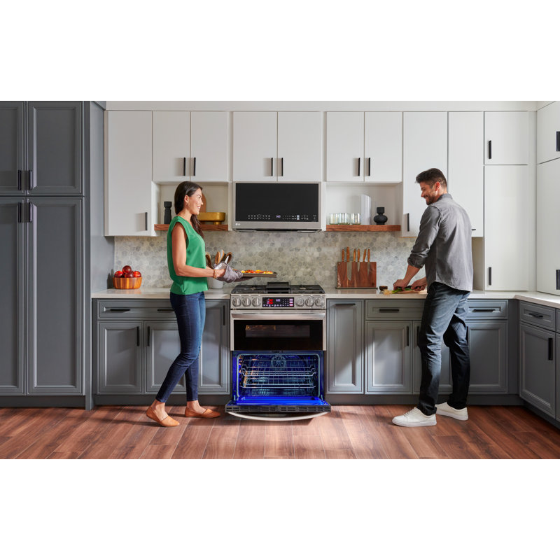 LG Smart Gas Double Oven Slide-in Range with InstaView®, ProBake® Convection, Air Fry, and Air Sous Vide, 6.9 cu. ft.