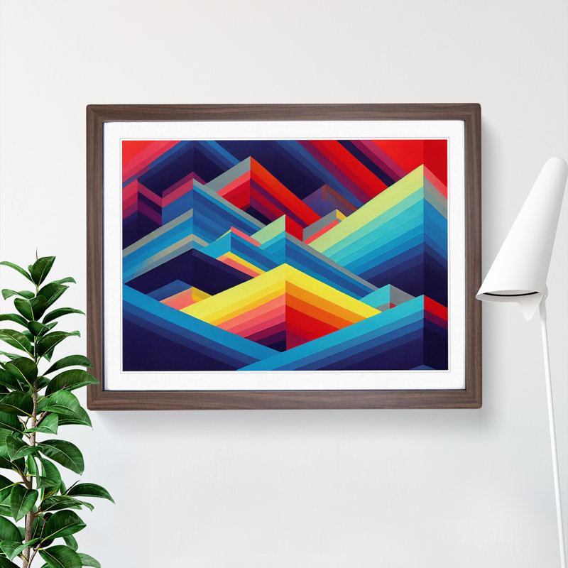 Uplifting Abstract Art - Framed Print, 46cm H x 64cm W x 2cm D, Walnut