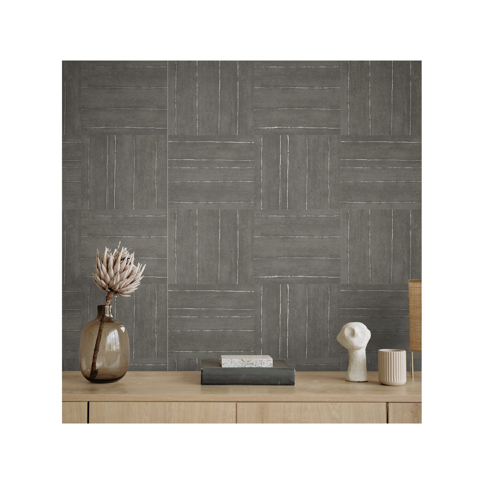 Lianna Geometric Wallpaper, Gray