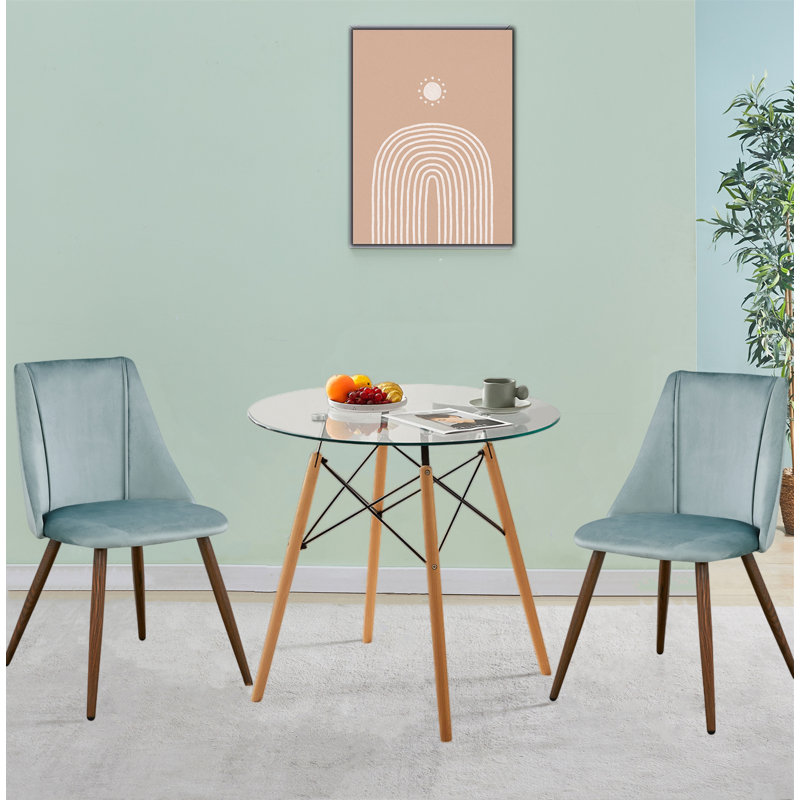 Ensemble repas pour 2 personnes Esbeidi, Clear, 5 Pieces: 1 Table, 4 Chairs, Lake Green