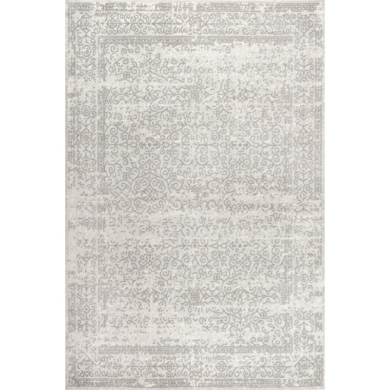 Driffield Filigree Gray/Dark Gray Rug, Rectangle 3' x 5'